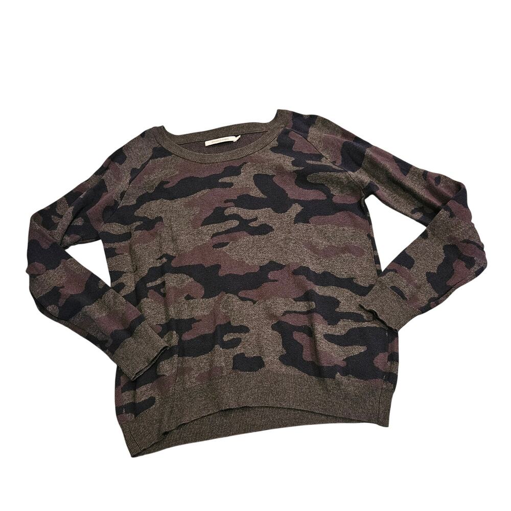 Stitches & Stripes Womens Large Gray Purple Camo Sweater Pullover Crewneck